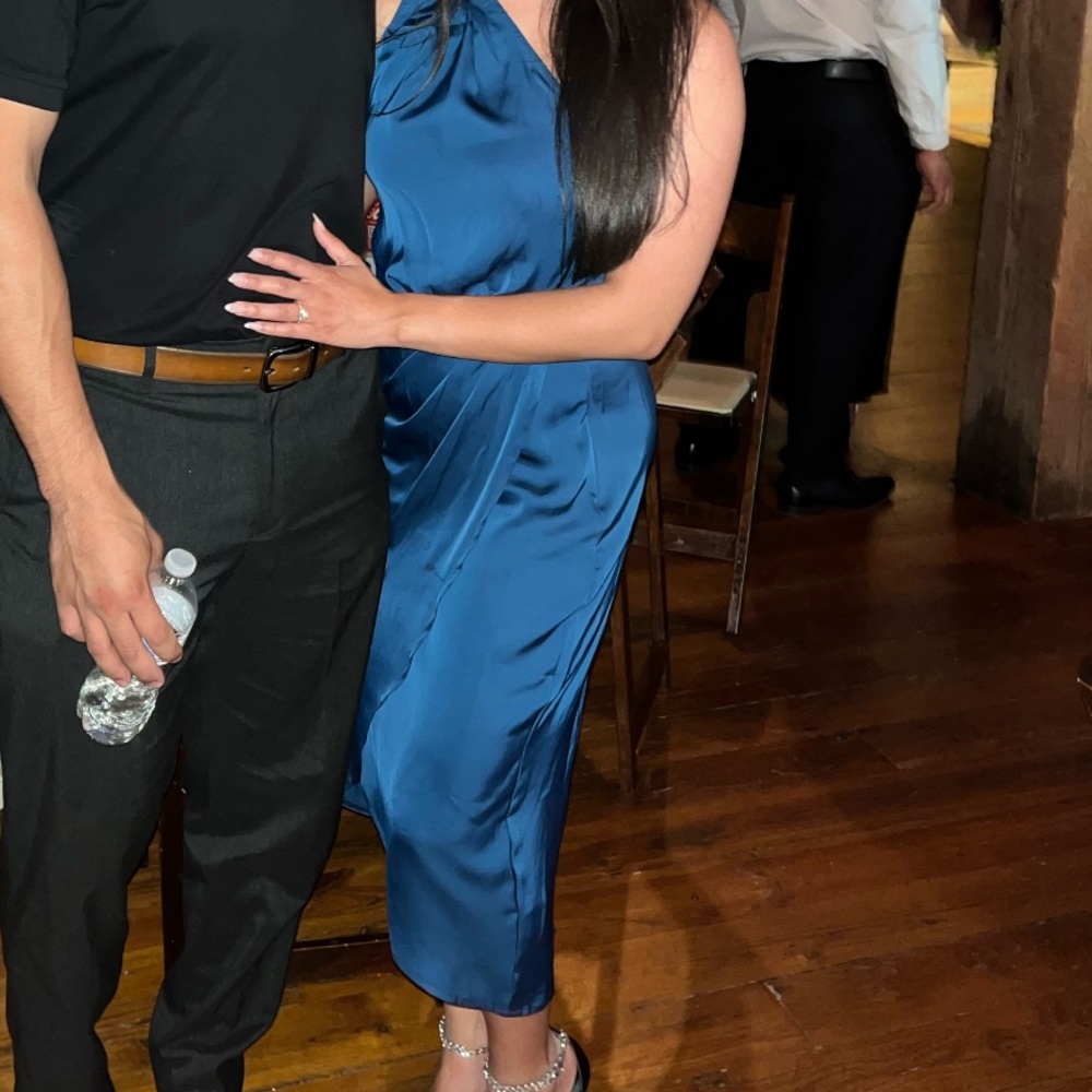 Teal satin dress
